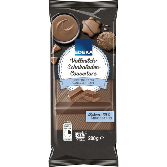 Vollmilch Schokoladen Couverture 200G 1 Vollmilch Schokoladen Couverture 200G